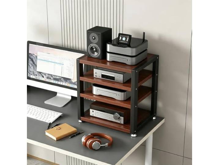 HLDJYLZS 2/3/4 Ebenen HiFi Rack, AV-Möbel mit stabilem Stahlrahmen Verstärkter Stahlrahmen, hohe Belastbarkeit, kompaktes Audio-Rack für Mediengeräte, Spielekonsolen und TV-Zubehör