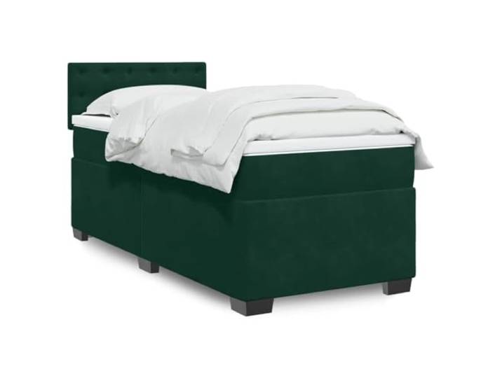 Komplettes Bett, Velours, Dunkelgrün, 100 x 200 cm, Matratze mit Taschenfedern
