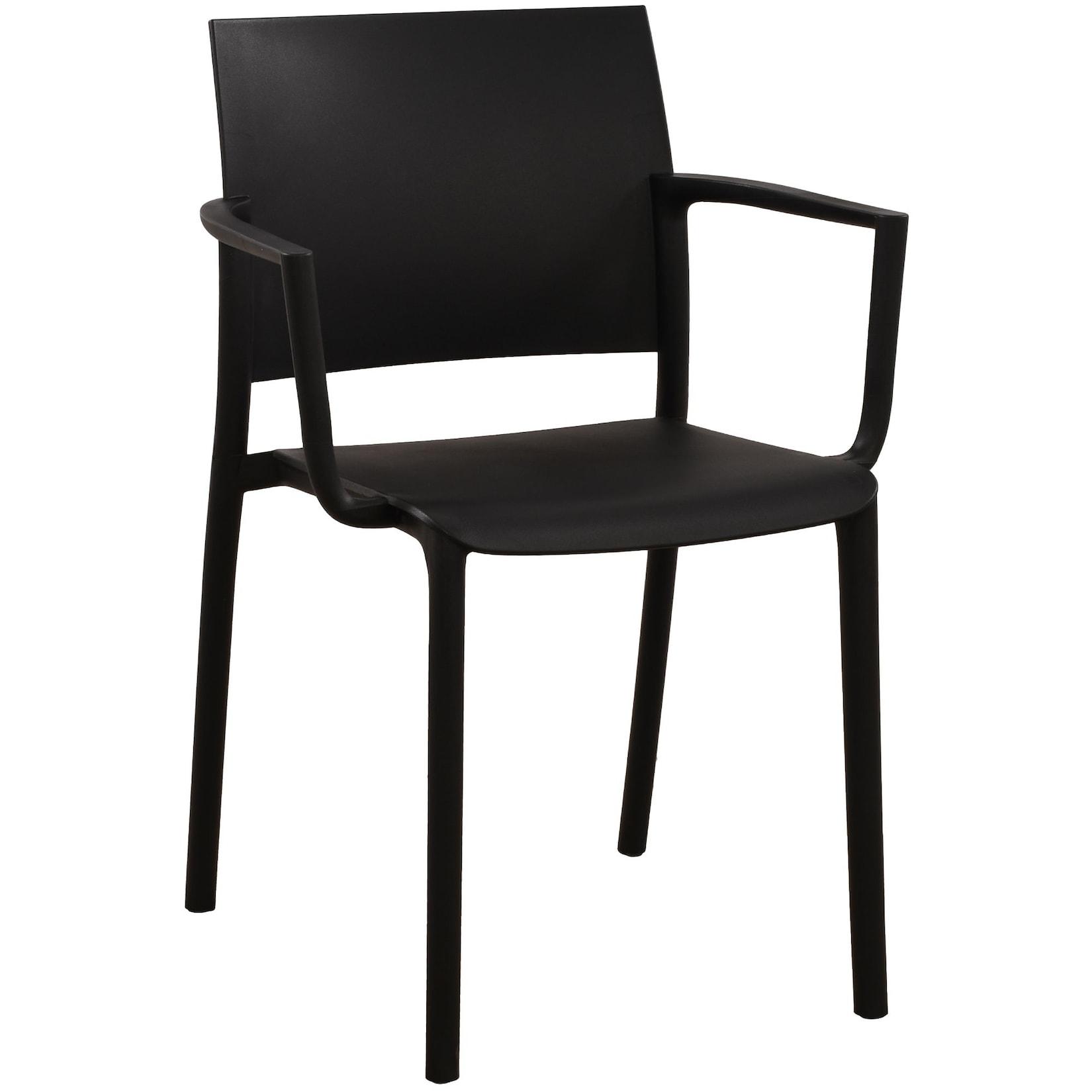 CLP Gartenstuhl stapelbar Valtor mit Armlehnen aus Kunststoff, wetterfest, ideal für Garten, Terrasse, Balkon und Küche, belastbar bis 150 kg