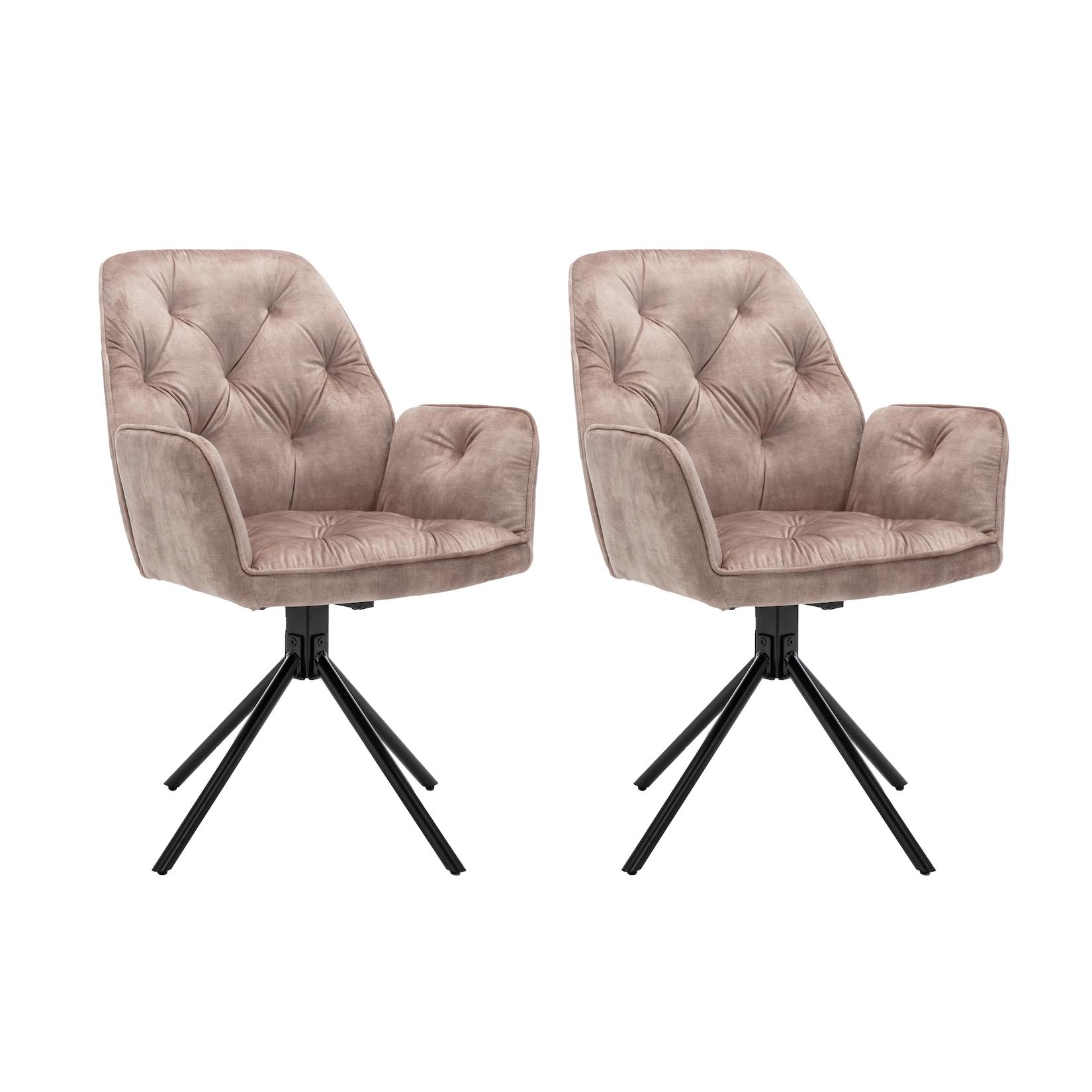 byLIVING Esszimmerstuhl SARINA, 2-er Set, Samtbezug beige, Gestell schwarz