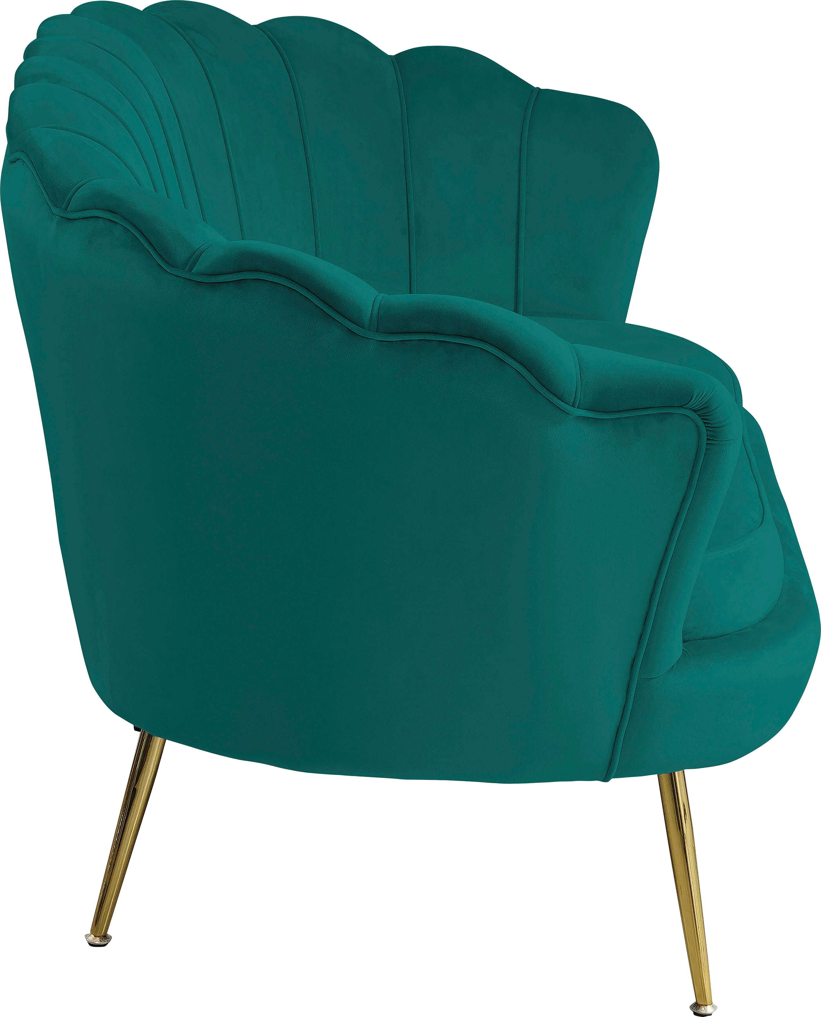 2-Sitzer SALESFEVER "Clam Komfort-Duo-Sitz", grün, B:136cm H:78cm T:76cm, Samtvelours (100% Polyester), Sofas, 2-Sitzer, Muscheldesign-Breite 136 cm: Pure Extravaganz grün B/H/T: 136cm x 78cm x 76cm, Samtvelours