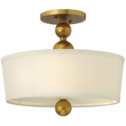 Hinkley Deckenleuchte Zelda 3xE27 Vintage Messing, Glas weiss H:31,8cm Ø:37,5cm dimmbar