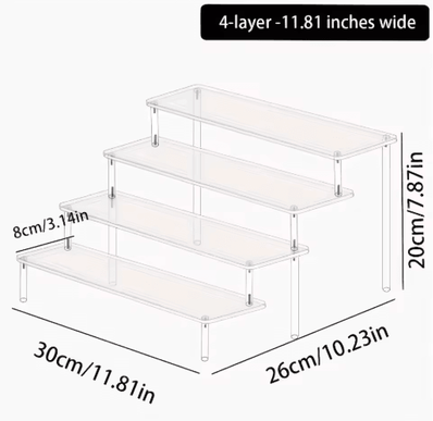 Inspire Picks Acrylic Stepped Perfume Display Rack Multi Tier Cosmetic & Vanity Organizer transparent 4layers