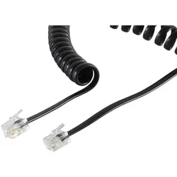 Telefonhörer-Spiralkabel 2x 4P4C schwarz 4,0m