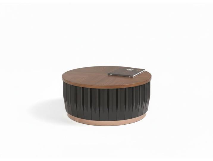 JVmoebel Couchtisch Moderner Couchtisch Metallakzent Holzrahmen Braun-Schwarz Farbe