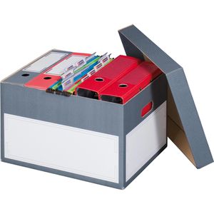 Smartboxpro Archivcontainer 227160610, für Ordner, mit Deckel, anthrazit, 10 Stück