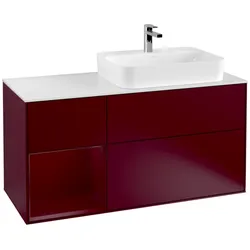 Villeroy und Boch Finion Waschtischunterschrank F391HBHB 120cm, Abdeckplatte white matt, Regal links Peony, Peony Matt
