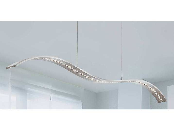 LED-Pendelleuchte Wing 8 x 8 x 100cm Silber Stahl / Edelstahl, gebürstet Polycarbonat LED LED-Platine