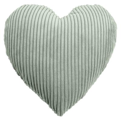 Dekokissen MAGMA HEIMTEX "SHARA Herzkissen", grün (salbei, cord herz gestreift), B:0cm H:8cm L:43cm, Bezug Außenkissen: 95% Polyester, 5% Nylon. Füllung: 100% Polyester, Dekokissen_Sitzkissen_Kissenhüllen, Kuscheliges Herzkissen mit Cord-Charme
