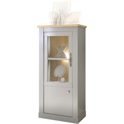 Vitrine HOME AFFAIRE "CHAMBORD", grau (lichtgrau), B:68cm H:142cm T:37cm, Schränke, Vitrine, Breite ca. 68 cm