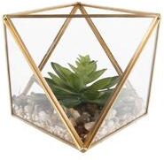 Flora Bunda Geometric Glass Terrarium with Faux Succulent