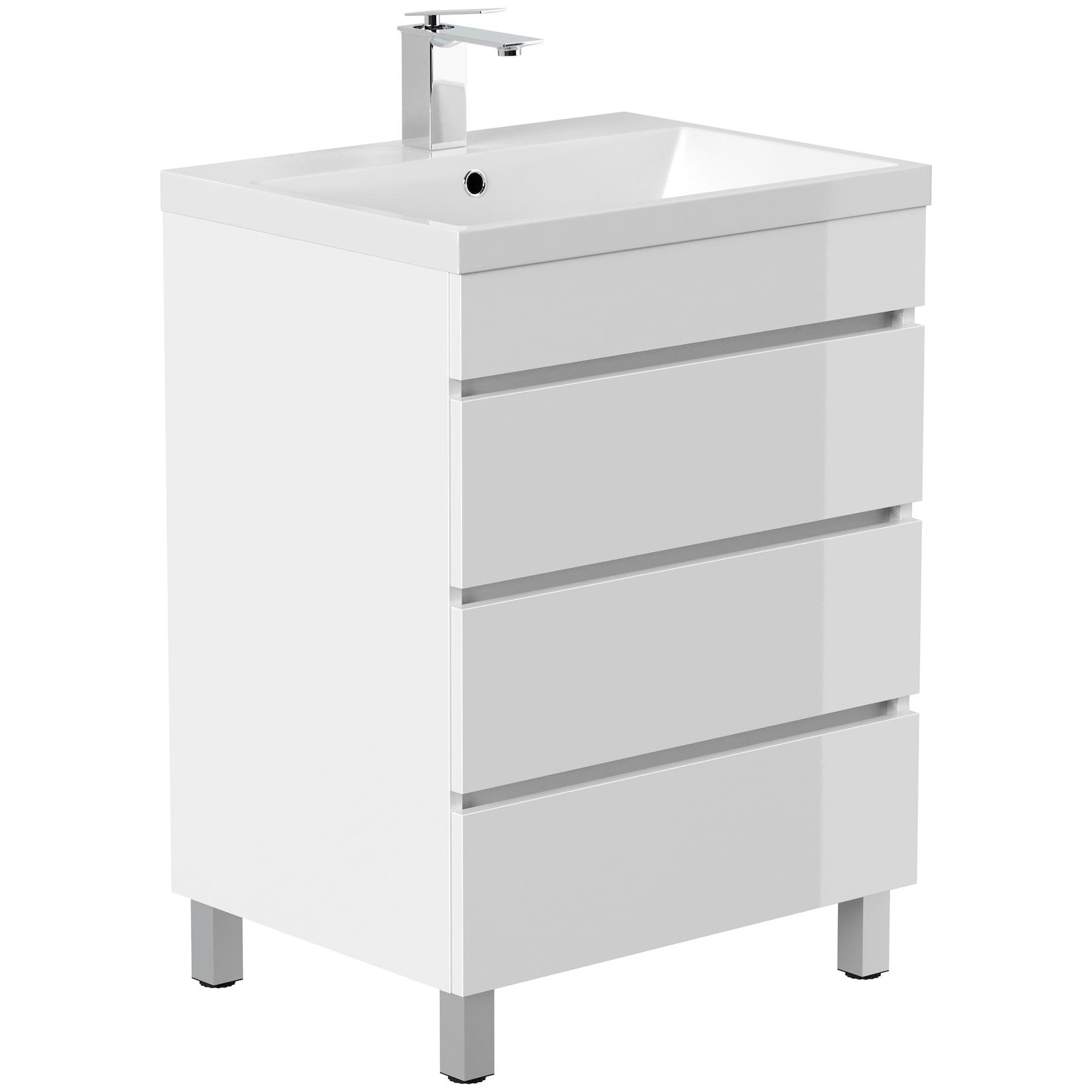 Stand Badmöbel Fellini 60 SoftClose eiche gold mit drei grifflosen Schubladen