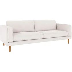 Sofa Braden 3-Sitzer Stoff, klassisch mit Eiche Beinen, Bezug Greg Weiß, komfortabel und pflegeleicht