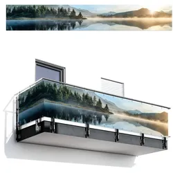 BALKON-SICHTSCHUTZ See - Nebel - Berge - Landschaft Groß 500x80 cm