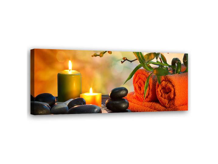 Feeby Wandbild spa zen steine, Orange, Orientalisch, Rechteckig, 90x30 cm, Bilder & Rahmen, Bilder, Leinwandbilder