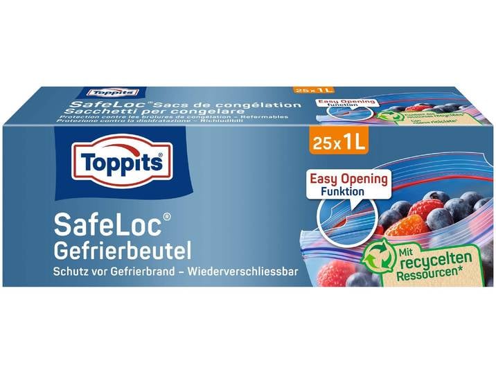 Toppits Doppelverschluss-Gefrierbeutel SafeLoc 25 x 1 l