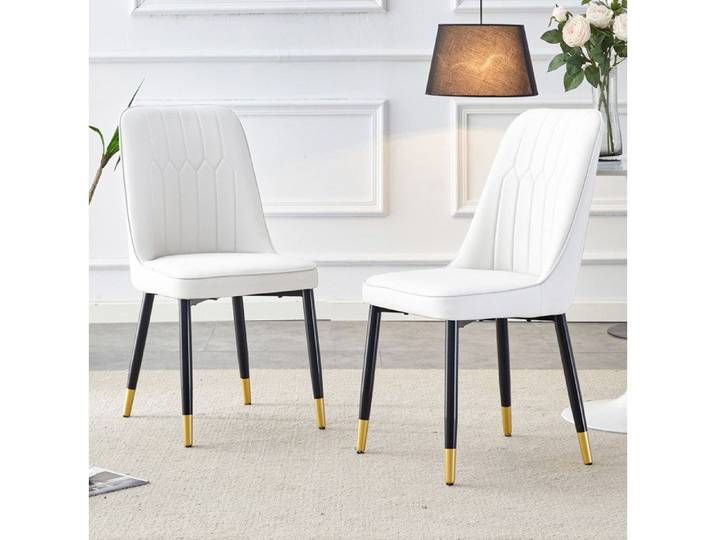 VUENOR Lot de 2 chaises de salle à manger blanches et noires en PU