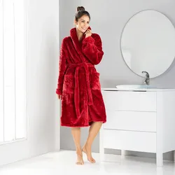 JASMINELLA Coral-Fleece-Bademantel mit Schalkragen Mini Dots "Andrea"