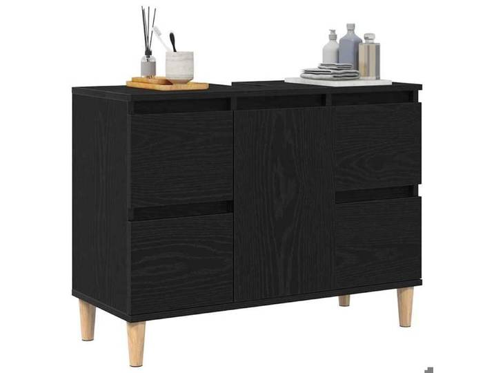 (TOP 2026)Meuble Lavabo de Bain - 1 PC - SWEETY - ARMOIRE WC - Chêne noir 80x33x60cm 365166