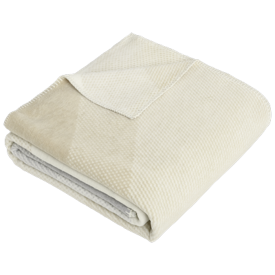 Wohndecke IBENA "Elba", beige (beige, grau), B:150cm L:200cm, Baumwolle, Polyacryl, Polyester, Wohndecken, Wohndecke, Zeitloses Wellenmuster für stilvolle Wohnakzente