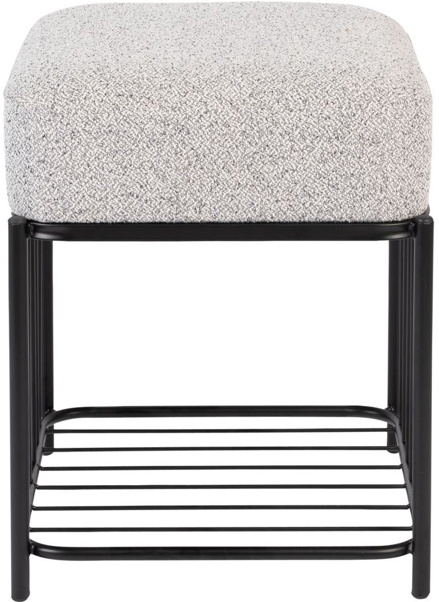 Housecraft Living Milou Vierkante Kruk/Poef - Grijs - Bouclé Stoffen