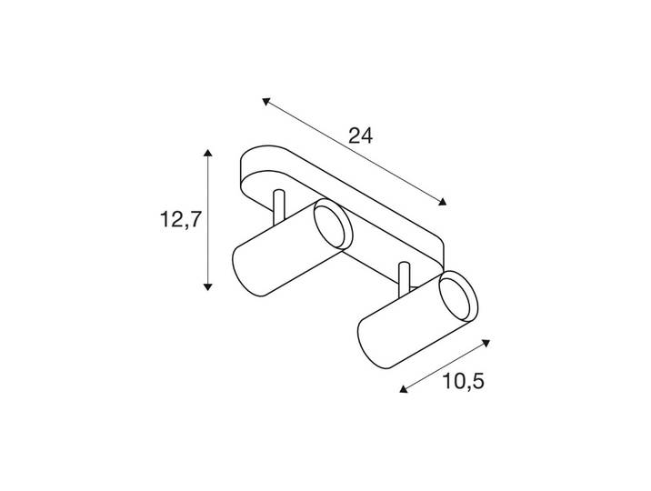 SLV LED-Deckenstrahler Noblo, Länge 24 cm, Metall, 2-flg. dimmbar, weiß / opal, für Wohn- / Esszimmer, Aluminium, Modern, LED Deckenlampe