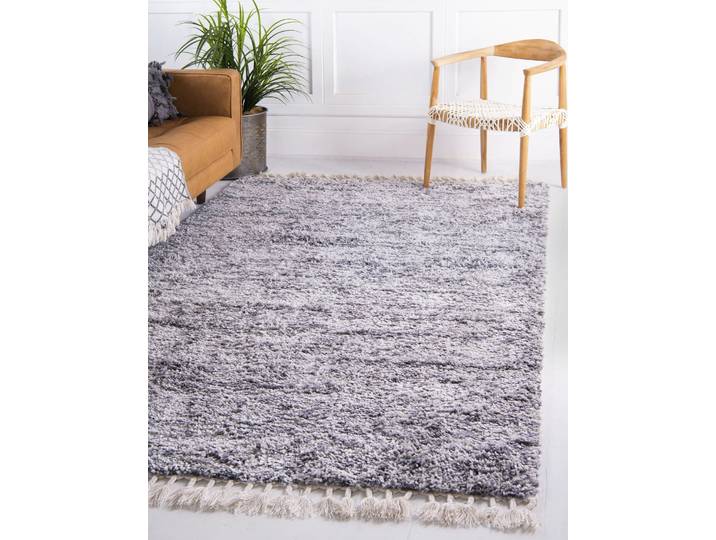 Hochflor-Teppich Top Shag, LAGERRÄUMUNG , grau (grau, elfenbeinfarben), B:122cm H:32mm L:183cm, Polypropylen (PP), MYFLAIR MÖBEL & ACCESSOIRES, Teppiche, Hochflor-Teppich, gewebt, melierte Optik, weich & kuschelig, mit Fransen
