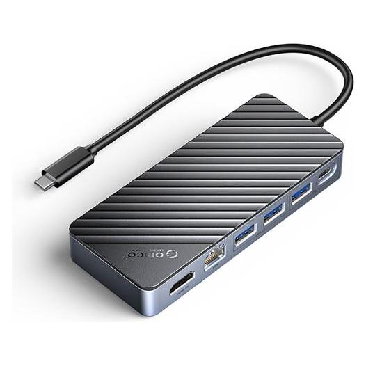 Orico Docking Station with M.2 SSD Enclosure (Portable/NVMe&Sata Slot/10Gbps) (Black) (USB-C, 7 Ports) (ORICO-OM28PR-G2-BK-EP)