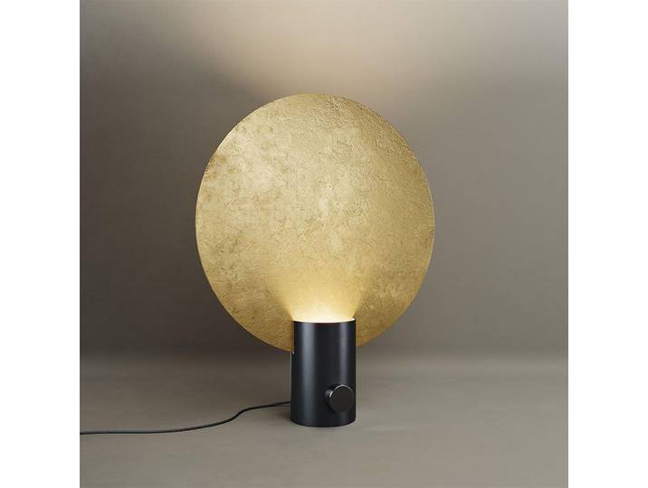 s.luce Tischlampe Cloud Blattgold Ø 40cm, Goldfarben, Metall, Rund, Gu10, 40x54x54 cm, Lampen & Leuchten, Innenbeleuchtung, Tischlampen