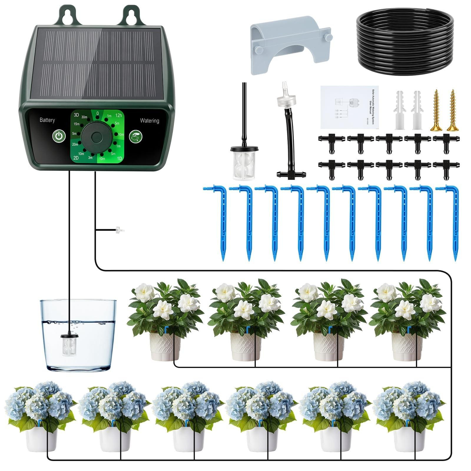 Merkloze automatische zonne-energie druppelirrigatieset voor planten - 10 m
