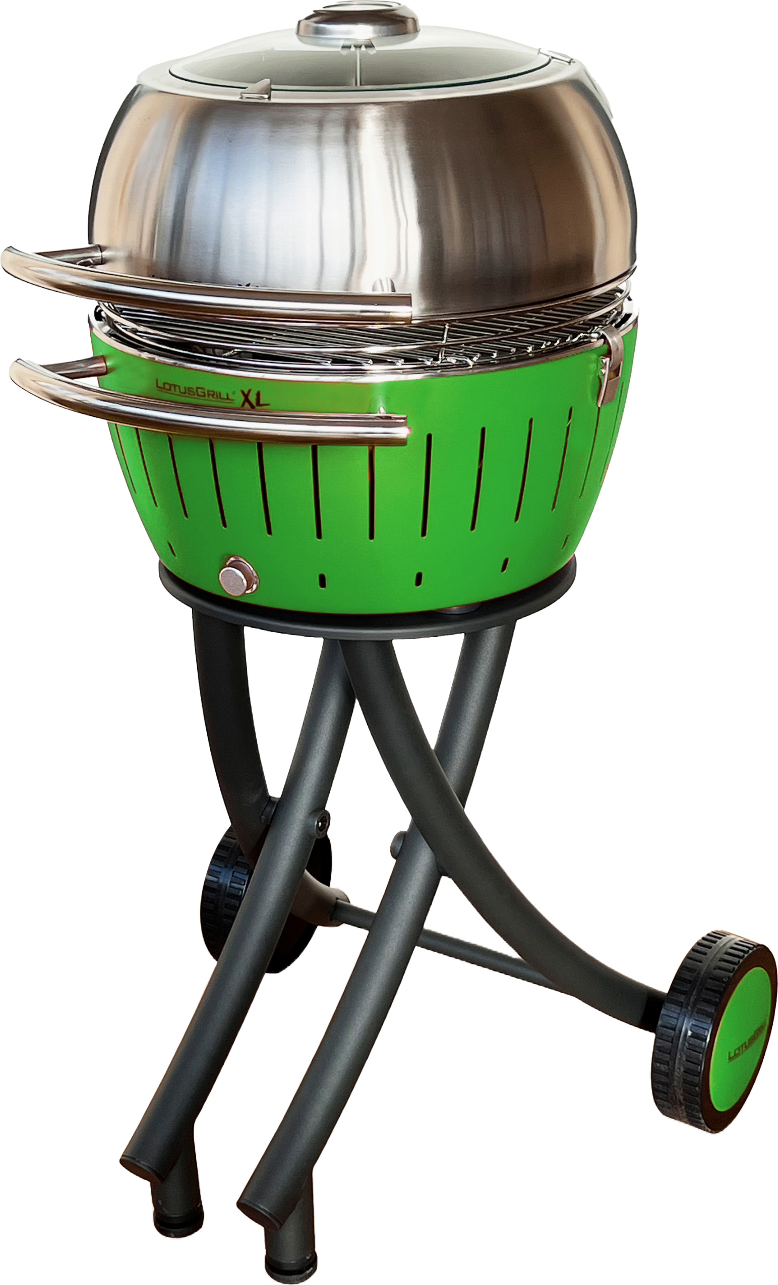 LotusGrill XL Gartengrill Set - Grillwagen mit Grillhaube XL aus Edelstahl