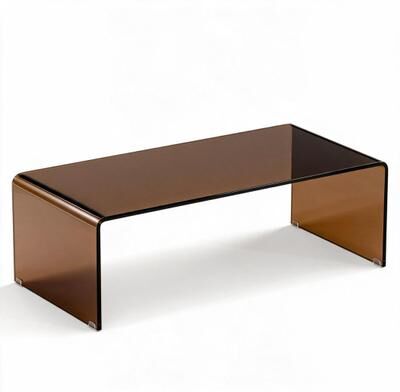 Costway 40 Inch Glass Coffee Table with Tempered Glass Top and Round Edges for Home-Dark Brown