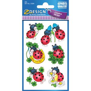 Zweckform Sticker 53281 Z-Design Deko Sticker, Glücksbringer, bunt, 30 Aufkleber, 30 Stück