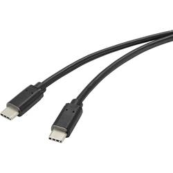 Renkforce USB-Kabel USB 2.0 USB-C® Stecker 1.00 m Schwarz mit antimikrobieller Oberfläche RF-4716840