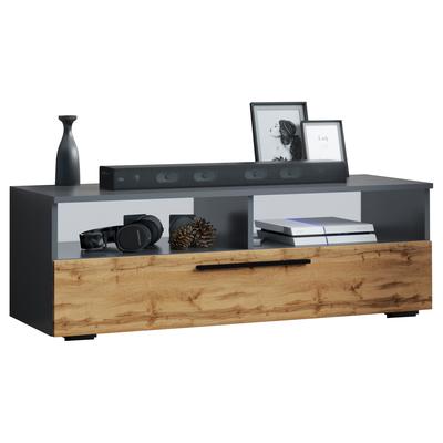 Wohnzimmertisch VCM "Holz TV Lowboard Möbel Fernsehschrank Arila XL", braun (anthrazit, honig, eiche), B:115cm T:40cm, Regale, TV-Board