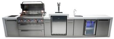 Mont Alpi MAi805-DKEGBEV 6-Burner Deluxe Stainless Steel Modular Outdoor Kitchen Barbecue Grill with Beverage Center + Kegerator