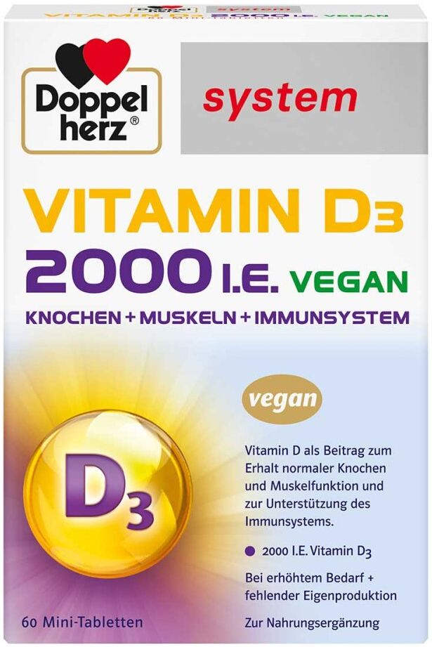 Doppelherz Vitamin D3 2000 I.E. Vegan System Tabletten