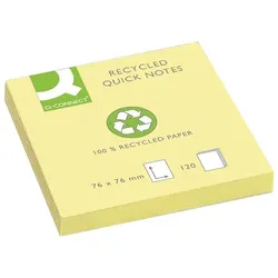 Q-Connect, Haftnotiz, Haftnotizen Quick Notes Recycling gelb (76 x 76 mm)