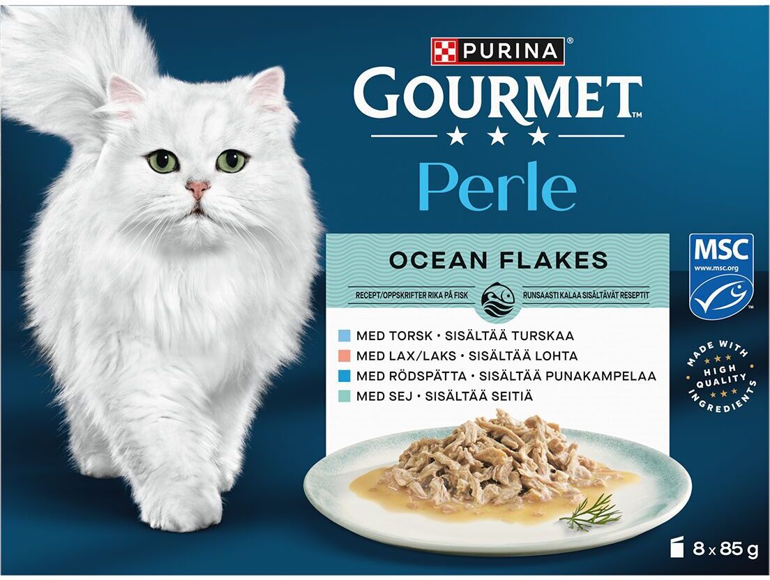 Gourmet Perle Cat Adult Ocean Flakes In Gravy Våtfoder Till Katt 8x85 G
