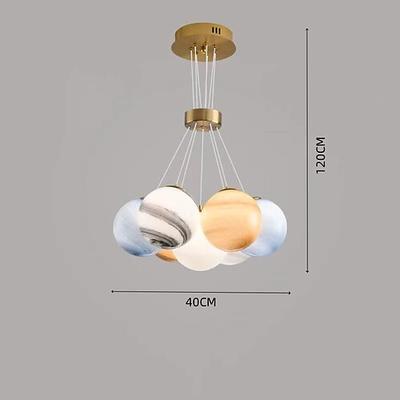 moderner Glaskugel-Mond-Kronleuchter für Kinder, Himmelslicht, Modo-Mond-Hängevorrichtung