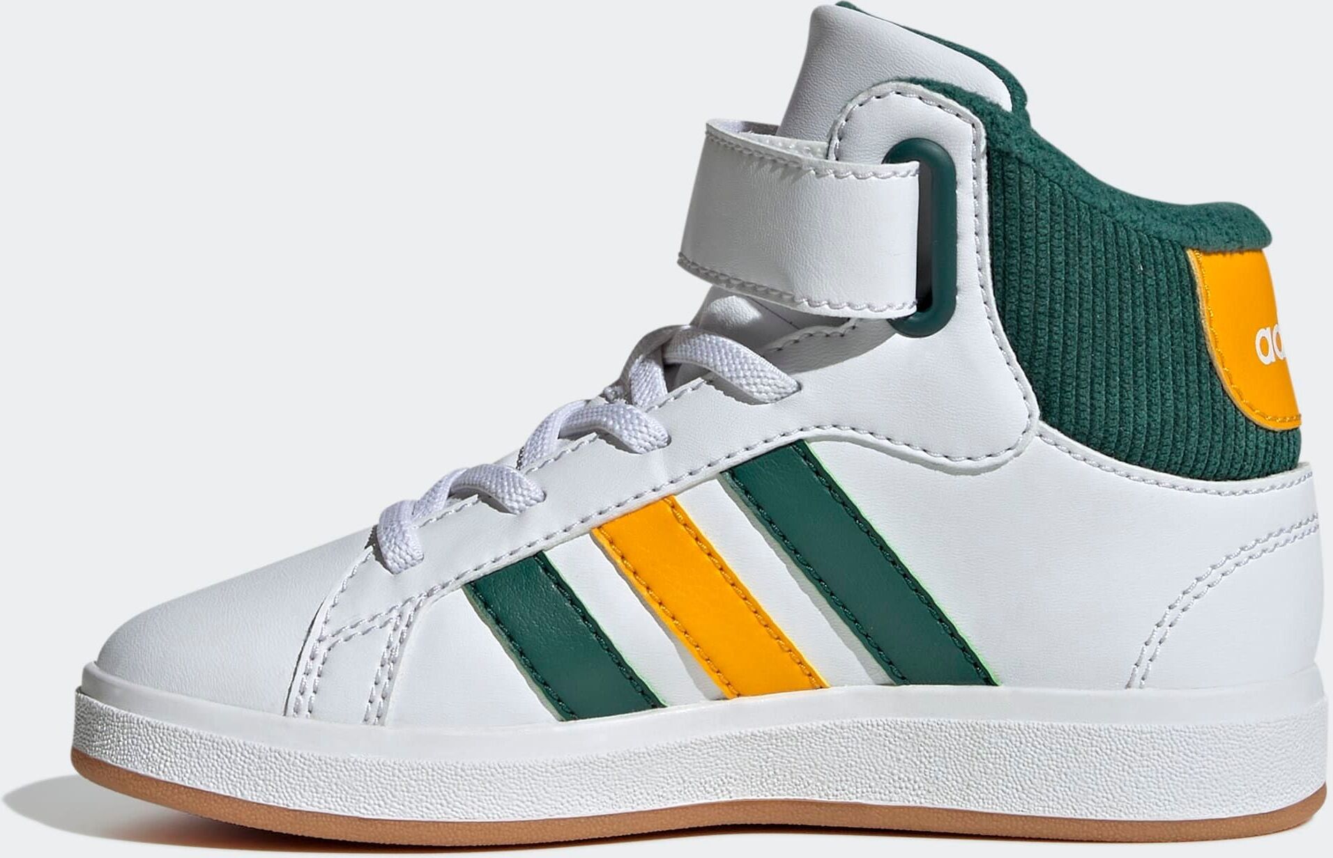 Sneaker ADIDAS SPORTSWEAR "GRAND COURT MID KIDS", Jungen, Gr. 28, weiss (cloud weiß, collegiate grün, collegiate gold), Synthetik, Textil, Schuhe Sneaker, pour enfants cloud weiß, collegiate grün, collegiate gold 28