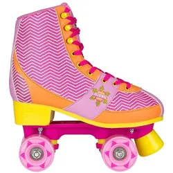 Nijdam, Unisex, Rollschuhe, Rolschaatsen - Chevron - Fuchsia/Oranje/Geel - 35/36 (35), Mehrfarbig, Orange, Gelb, Rosa
