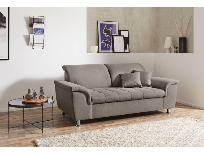 2-Sitzer Sofa, Struktur Fein, Grau (Stone), 190×105 cm, Mit Kopfteilverstellung, Elegant, Domo-Collection