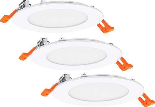 OSRAM LED-Einbauleuchte ultra slim, 8W, 550lm, 3000K, IP20, warmweiß, Ø 120 mm, 3 Stück