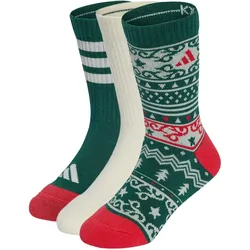 3er Pack adidas Weihnachtssocken Kinder KU7075 - collegiate green/ivory/pure ruby 28-30