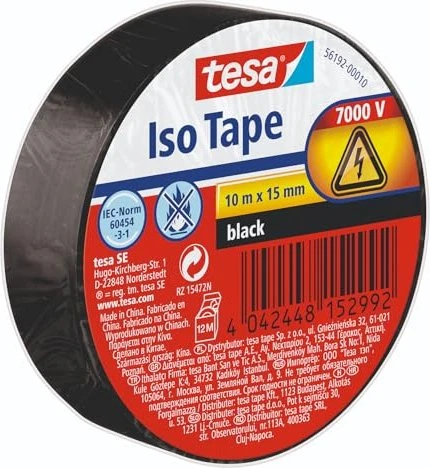 tesa Isolierband ISO TAPE, 15 mm x 10 m, schwarz