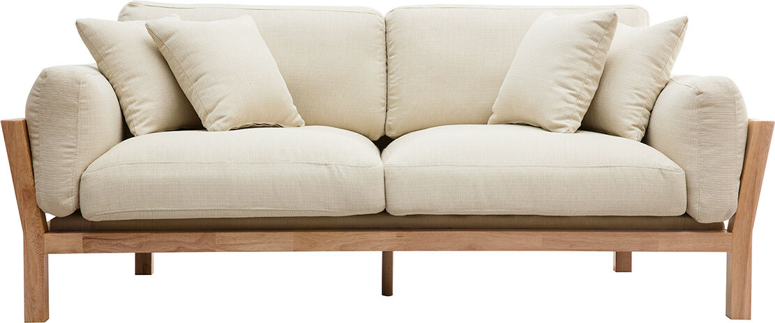 Miliboo Design-Sofa 3 Plätze Cremeweiß Holzbeine KYO