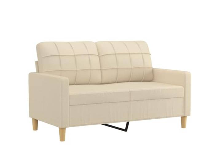 KTHLBRH Sofa-Set, 2-teilig, Creme mit Kissen Stoff 100 % Polyester, Gestell aus Metall, Schaumstoff, 2-Sitzer und 3-Sitzer, 5 Kissen