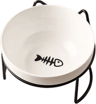 Inspire Picks ComfortLift Ceramic Pet Bowl Raised 500ML Feeding Dish For Cats, Kittens & Puppies black Stand Single B