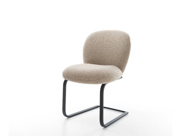 Freischwinger Nube-Flex Bouclé Schlamm Freischwinger flach Schwarz Taschenfederkern, Esszimmerstühle